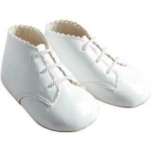 Baby White Patent Lace Up Baypods Pram Boots